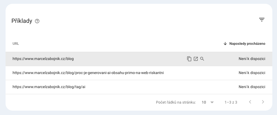 N&aacute;vod - důvody chyby Objeveno - moment&aacute;lně neindexov&aacute;no