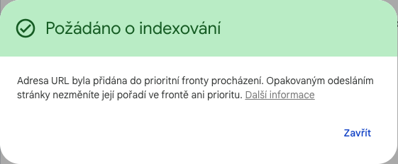 N&aacute;vod - hl&aacute;&scaron;ka pož&aacute;d&aacute;no o indexov&aacute;n&iacute;