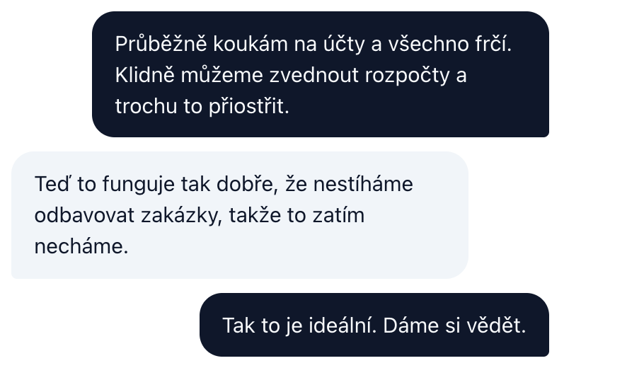 Ukázka srozumitelné komunikace s klientem v chatu