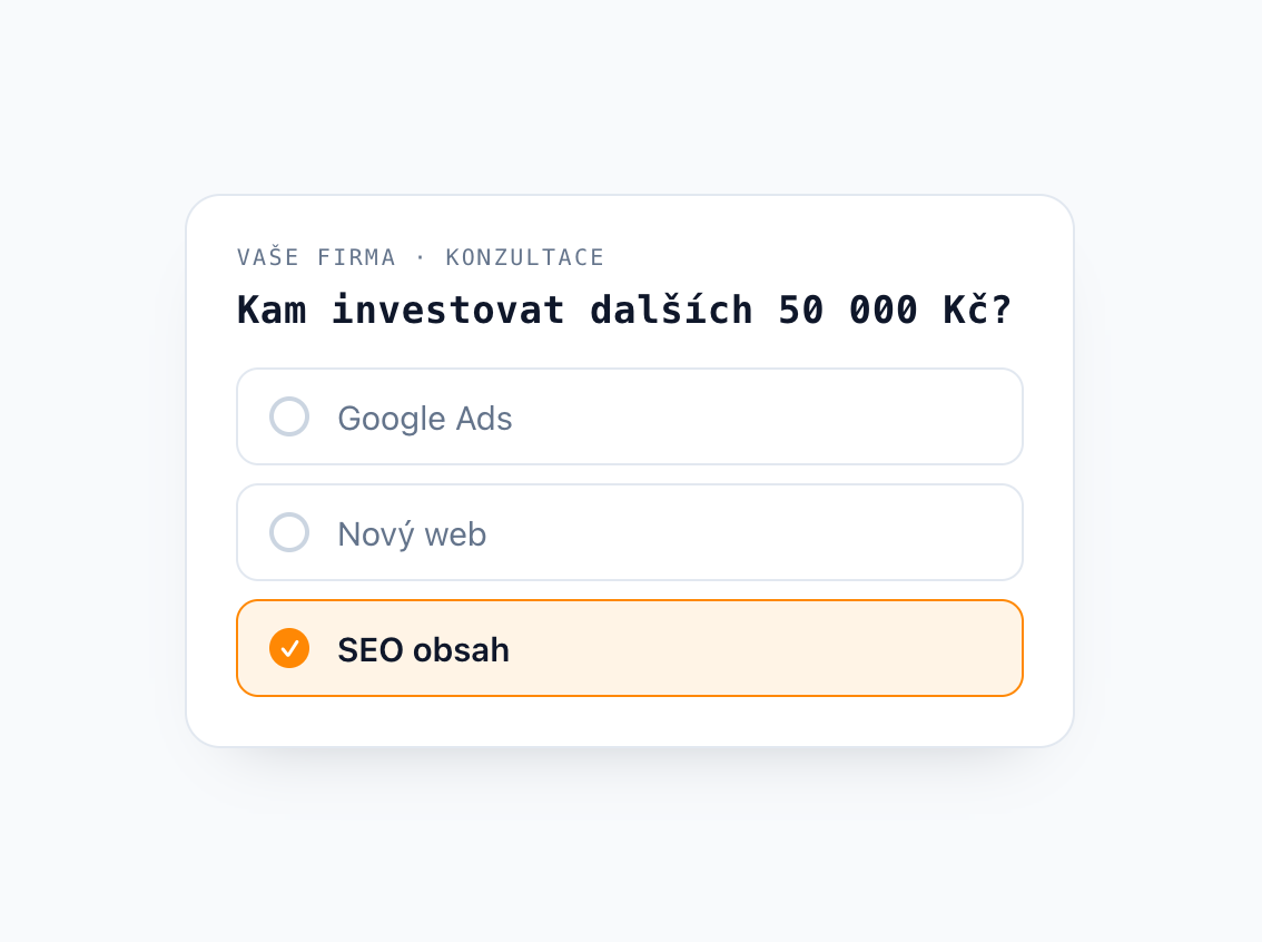 Ukázka rozhodování, kam investovat marketingový rozpočet